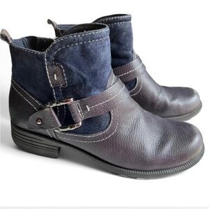 Earth Origins Blue Leather Boots Women Size 8 Comfort Insoles for High Arches